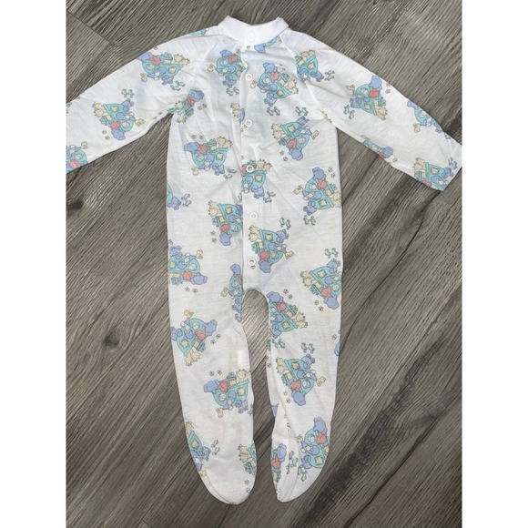 Vintage Spencer 1 Piece Baby Footed Pajamas W/ Noah's Arc &  Animals  Snaps - Picture 1 of 6